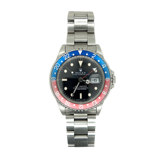 Rolex GMT-Master 16700 - 40mm Stainless Steel, Pepsi Bezel, Patina, Oyster Bracelet, Black Dial (1991)