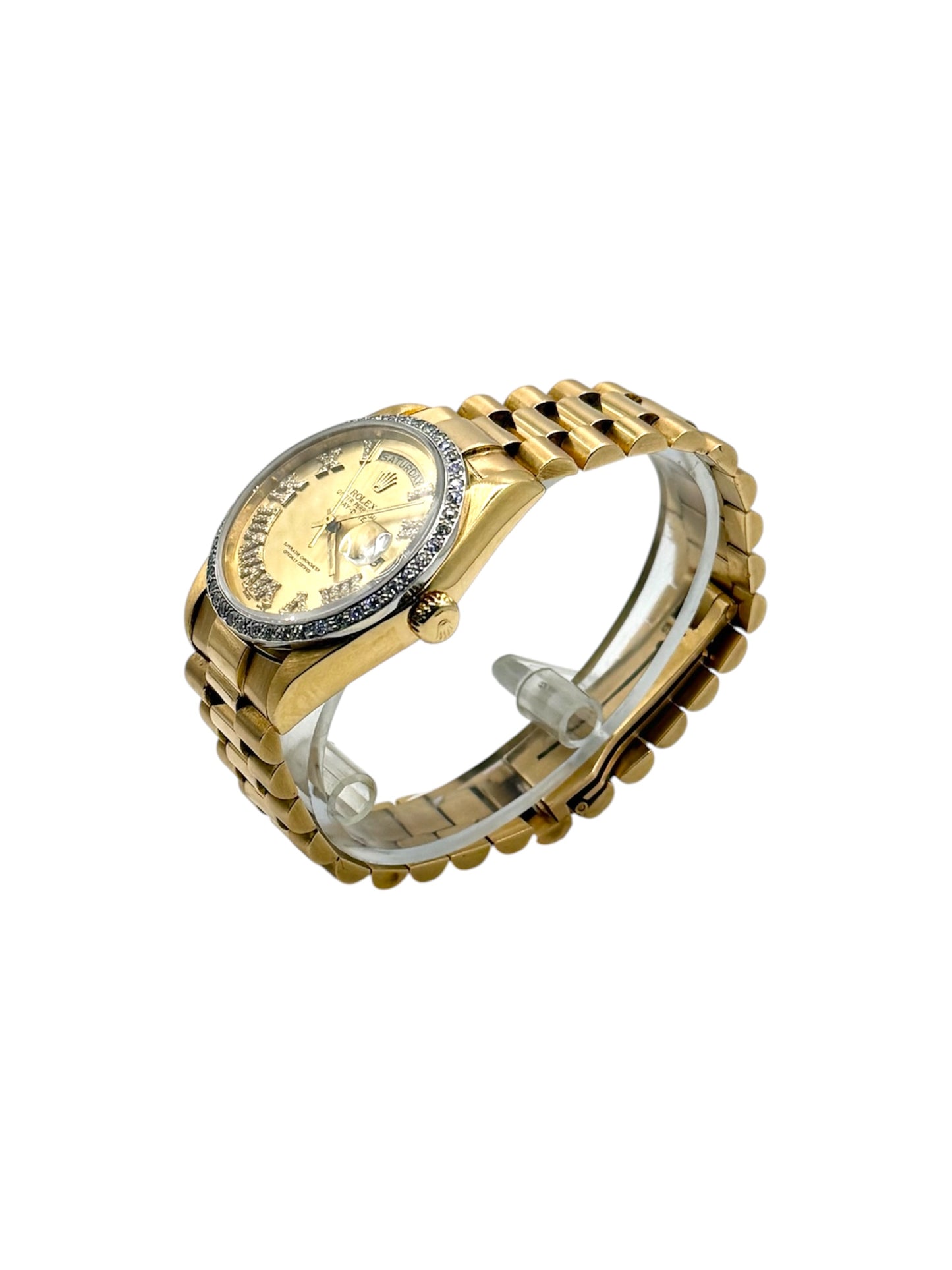 Rolex Day Date 36 (18038, 8 Million Serial) - Custom Champagne Roman Diamond Dial, Italian Bracelet