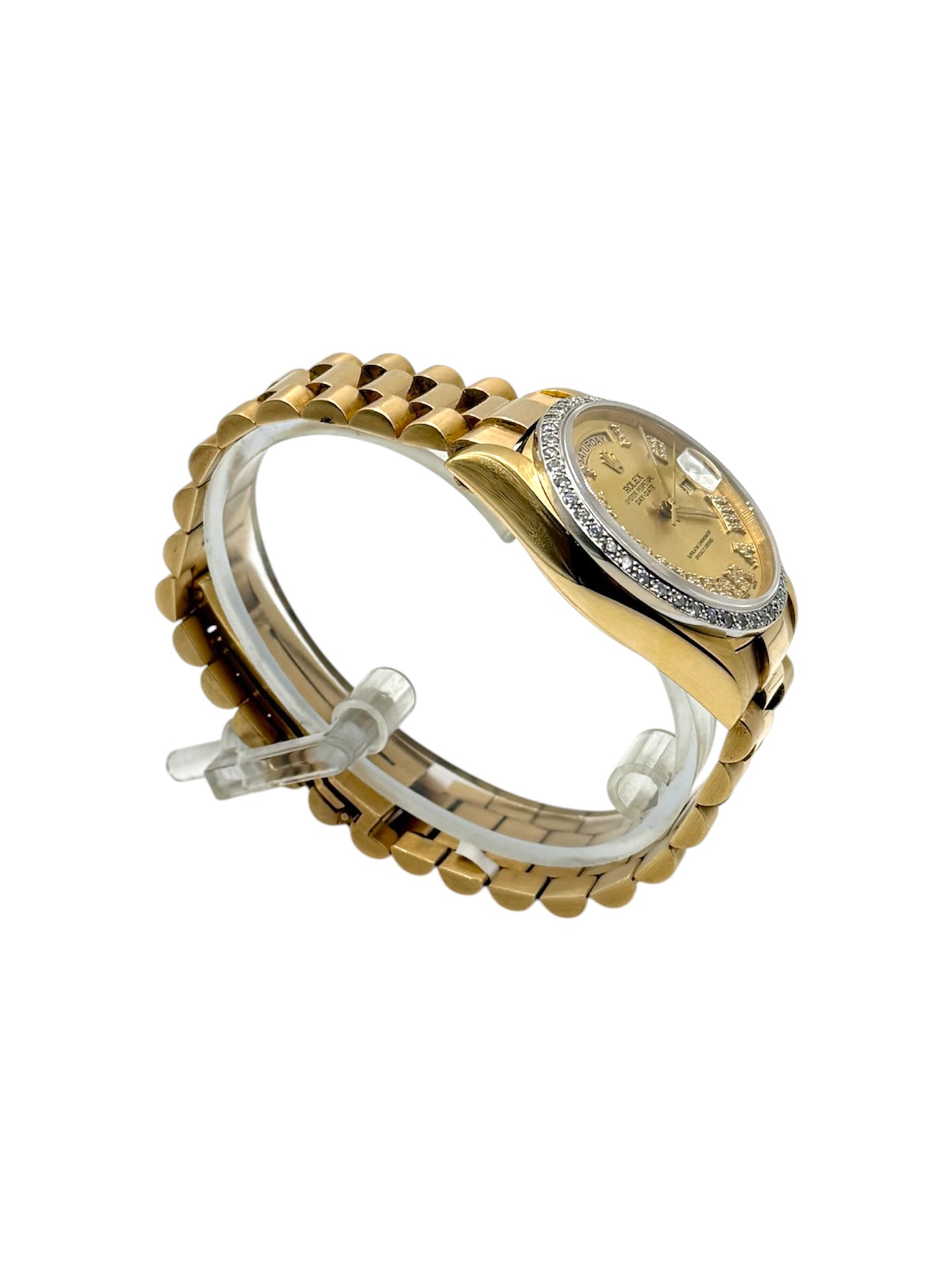 Rolex Day Date 36 (18038, 8 Million Serial) - Custom Champagne Roman Diamond Dial, Italian Bracelet