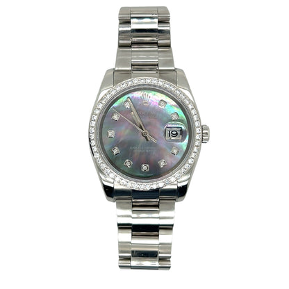 Rolex Datejust 36mm 116200 – Custom Black Mother of Pearl Diamond Dial, Custom Diamond Bezel (2011)