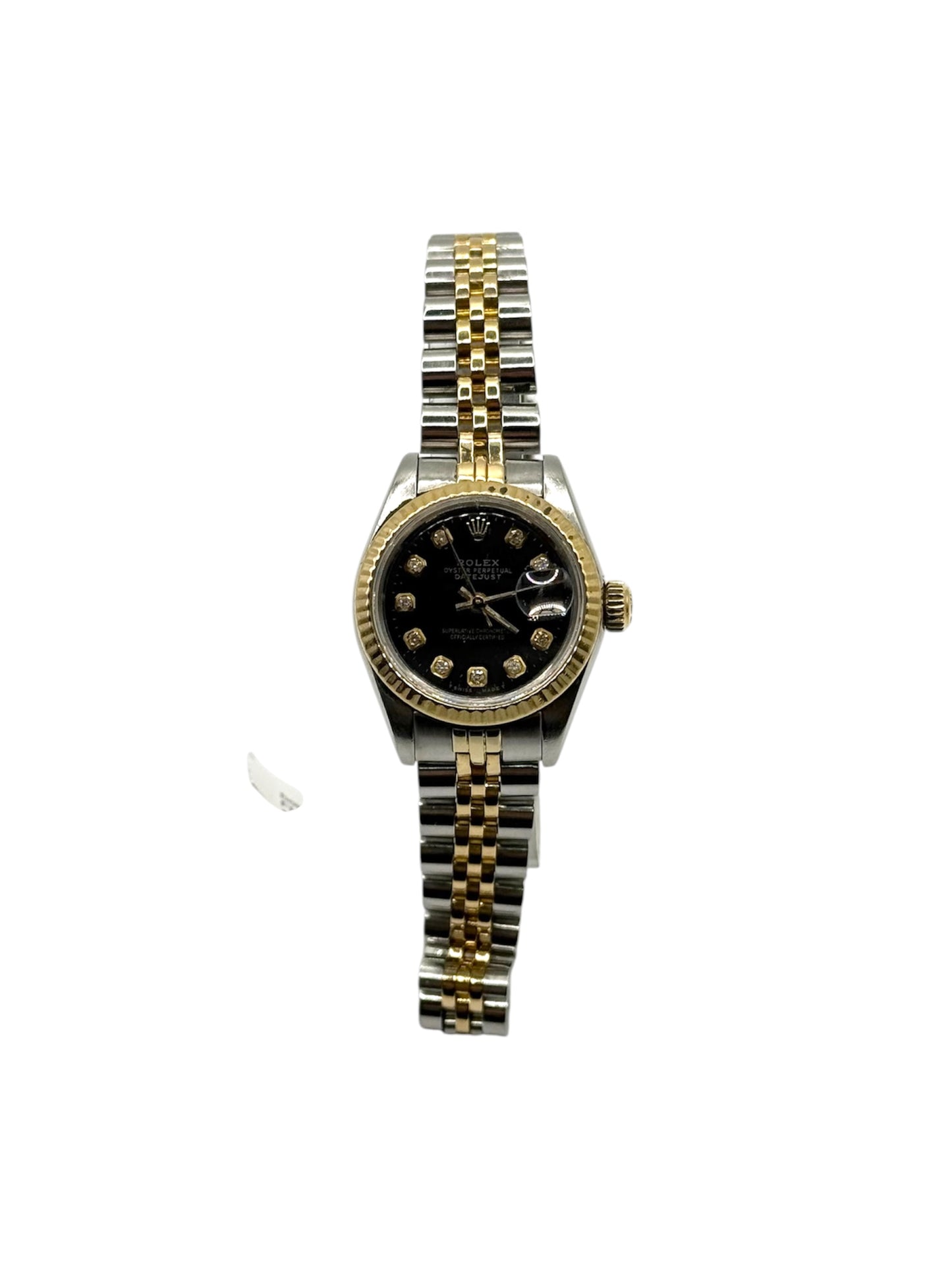 Rolex 2-Tone Datejust 26 (69173, 9 Million Serial) - Custom Black Diamond Dial