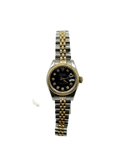 Rolex 2-Tone Datejust 26 (69173, 9 Million Serial) - Custom Black Diamond Dial