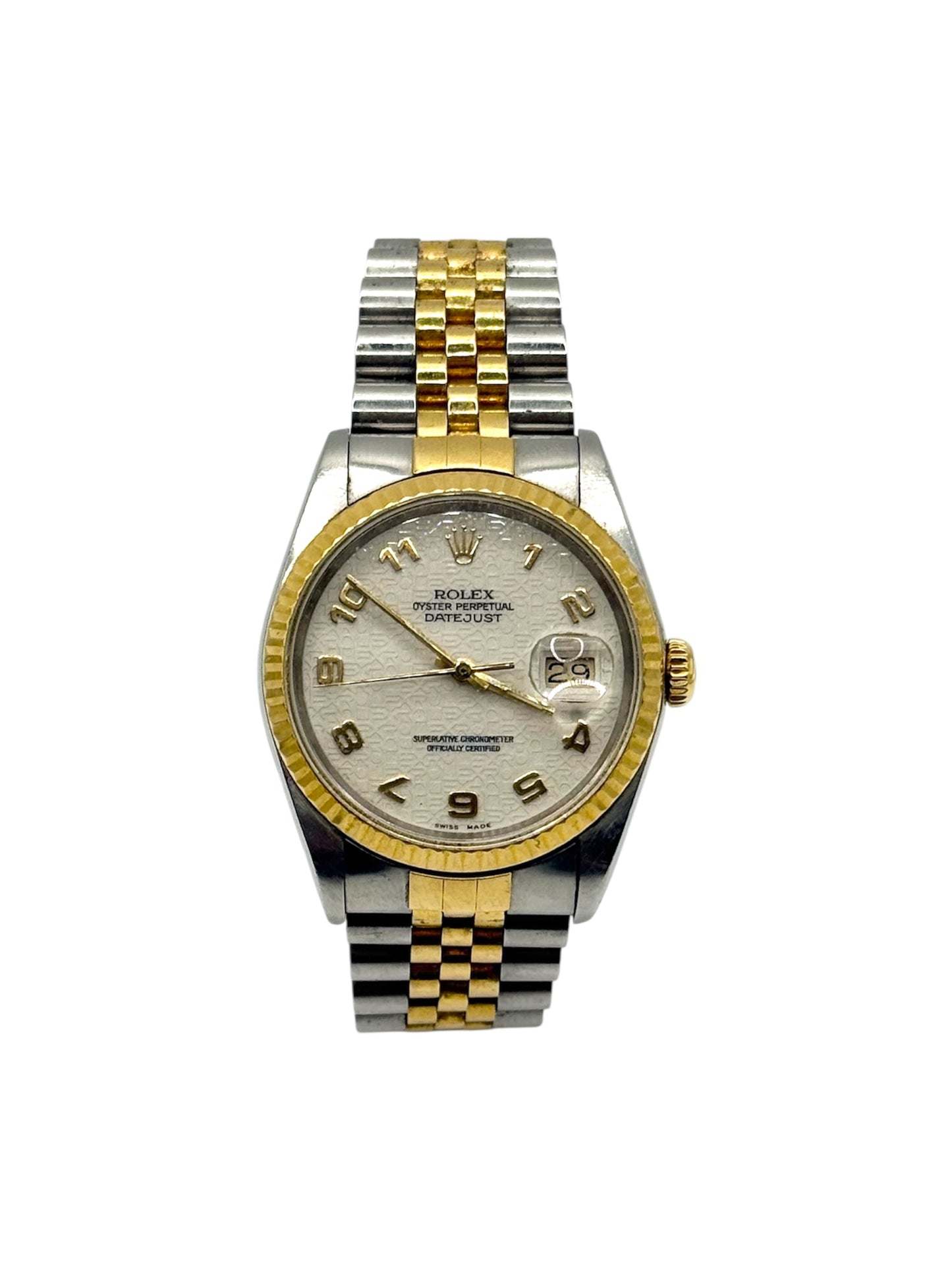 Rolex 2-Tone Datejust 36 (16233, W Serial) - White Anniversary Dial