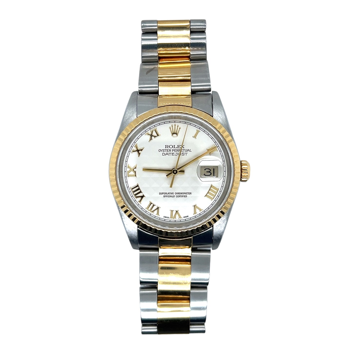 Rolex Datejust 36mm 116233 - Ivory Pyramid Roman Dial, Steel & Yellow Gold