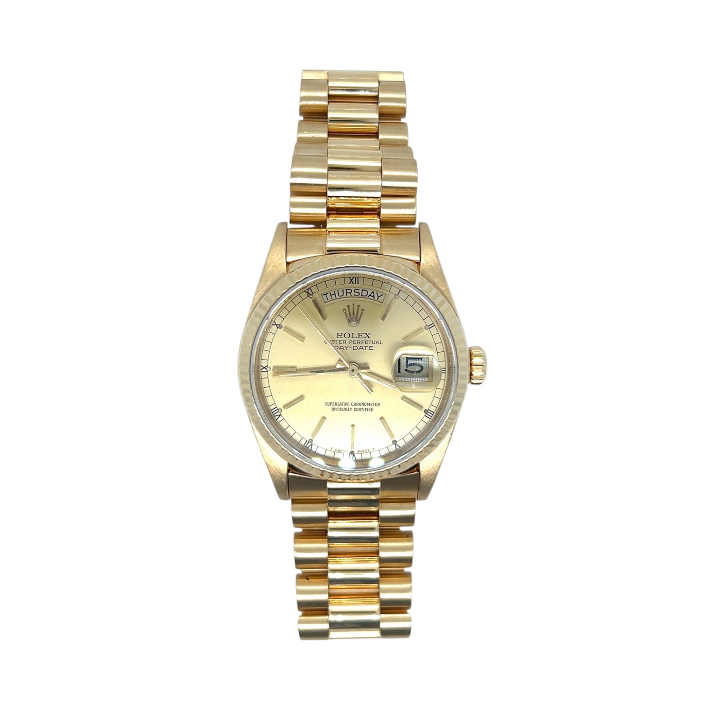 Rolex Day-Date President 18038 - 36mm 18k Yellow Gold, Champagne Index Dial (1987)