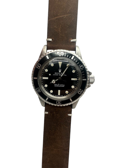 Rolex Submariner 5513 - Vintage 40mm Black Dial & Bezel, Custom Leather Band (1977)