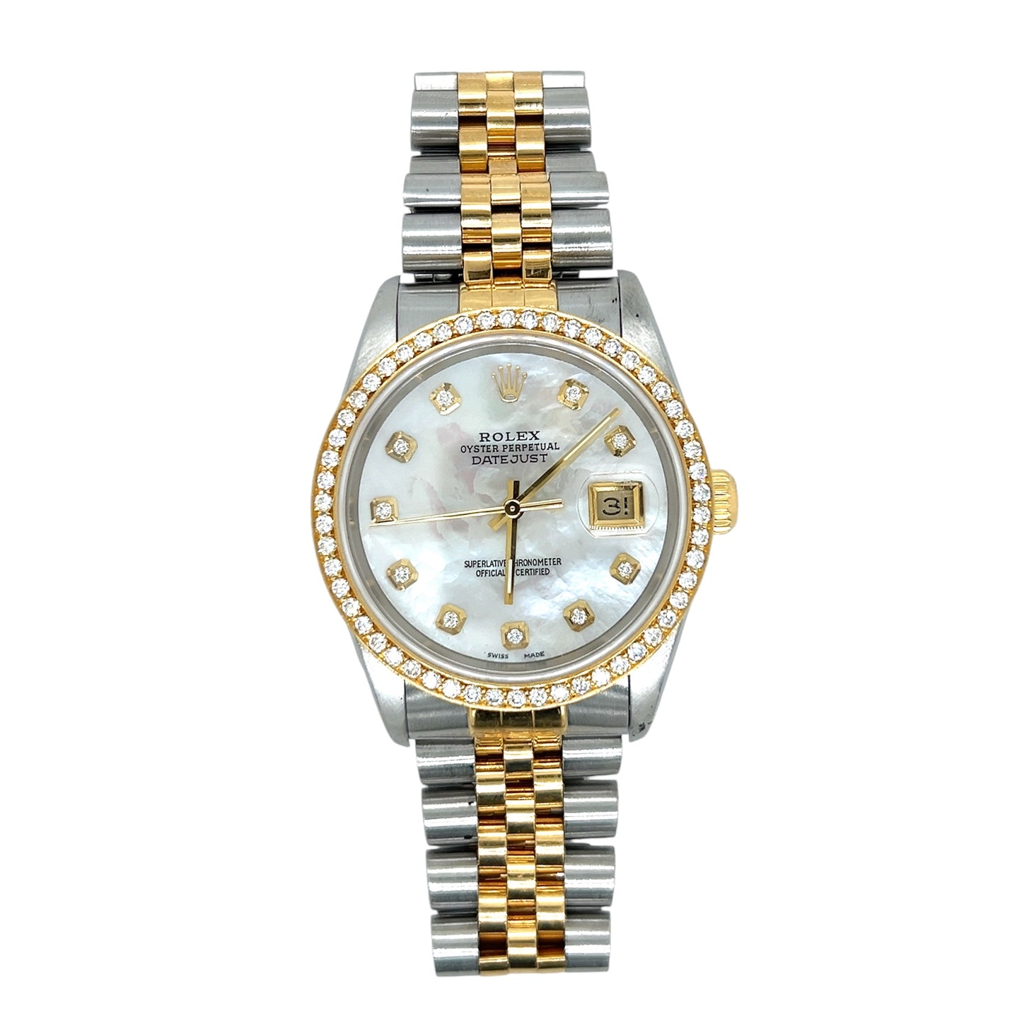 Rolex Datejust 16233 - Two-Tone Jubilee, Custom Diamond Mother of Pearl Dial & Custom Diamond Bezel