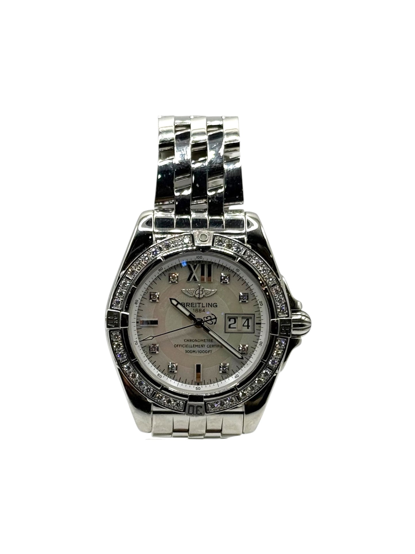 Breitling Cockpit Original MOP Diamond Dial/Bezel (A49350) - 41MM