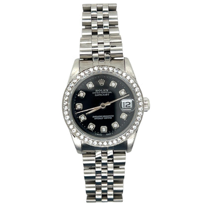 Rolex Datejust 31mm 68274 – Custom Black Diamond Dial, Custom Diamond Bezel