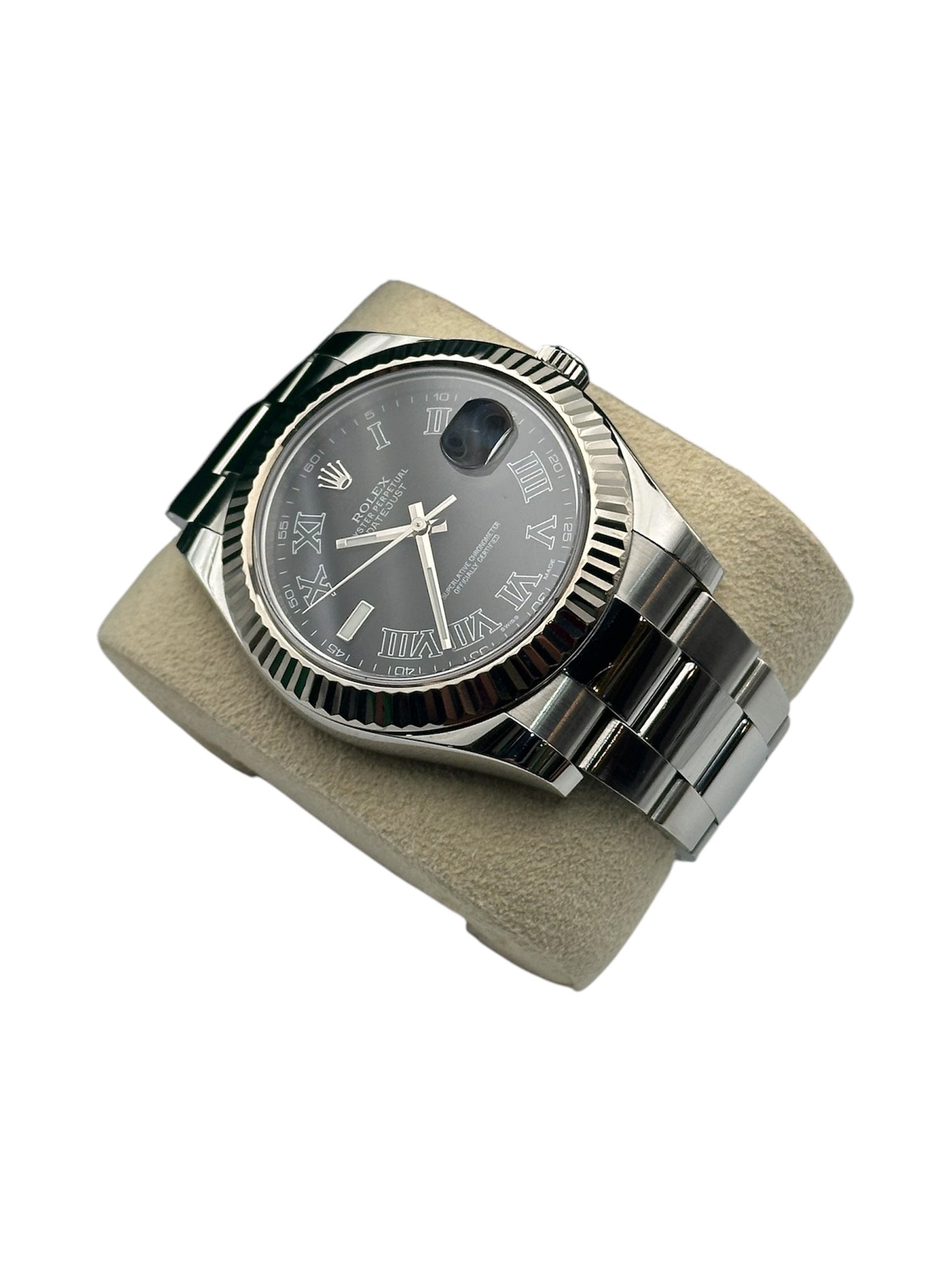 Rolex 41mm Datejust II Stainless Steel 116334 Black Roman Dial