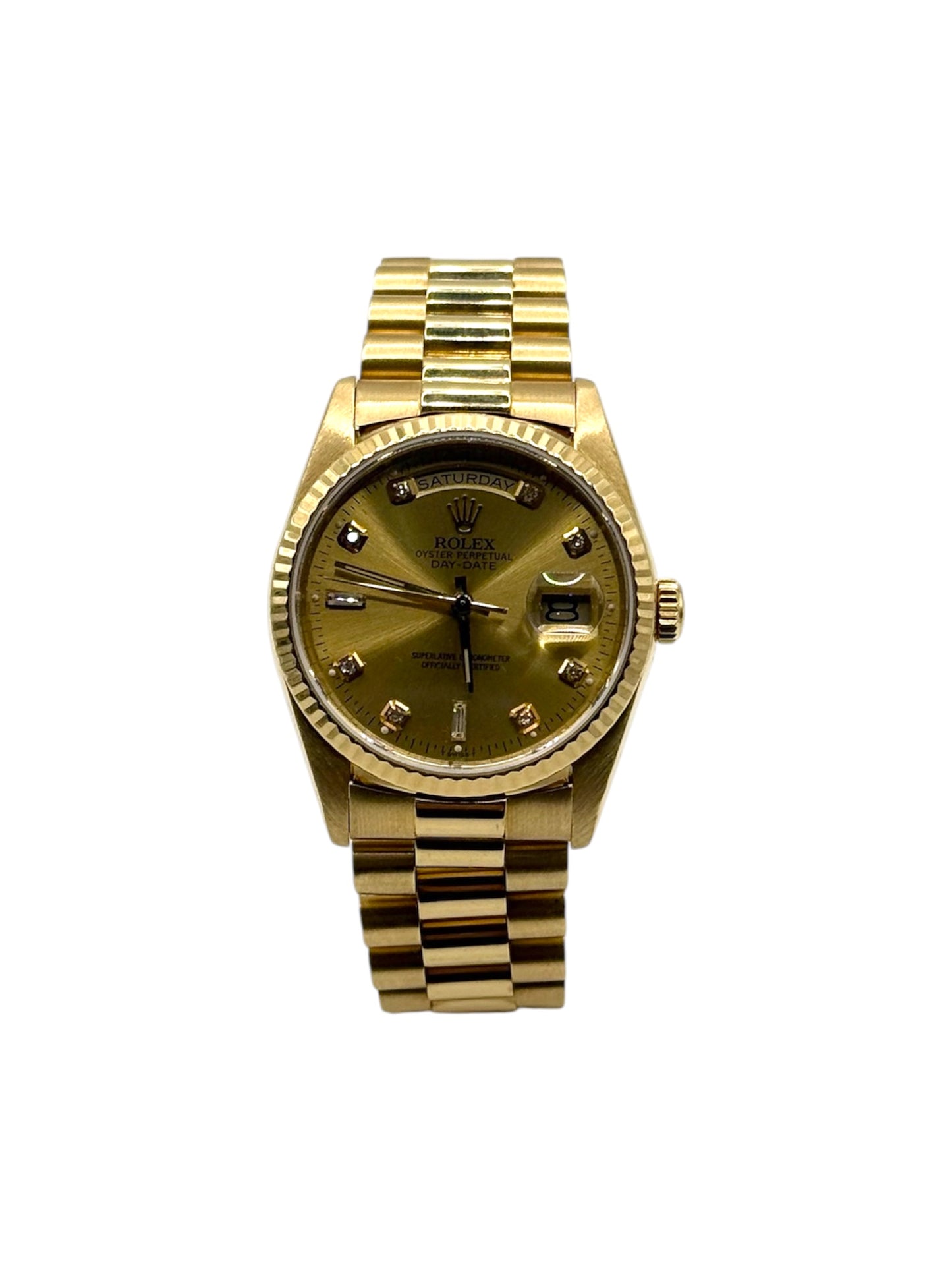 Rolex Day Date 36 (18238, L Serial) - Custom Champagne Diamond Dial