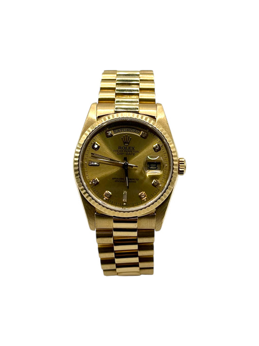 Rolex Day-Date President 18238 - 36mm Champagne Diamond Dial, Double Quick (L Serial, 1990)