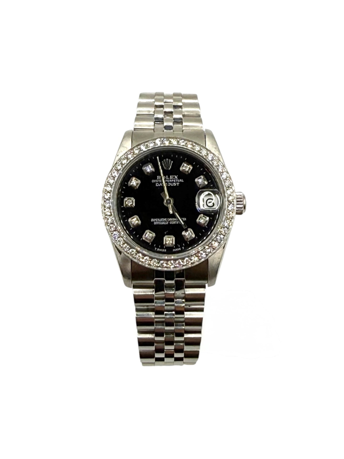 Rolex Datejust 31 (68274, N Serial) – Custom Black Diamond Dial, Custom Diamond Bezel