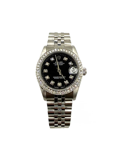 Rolex Datejust 31 (68274, N Serial) – Custom Black Diamond Dial, Custom Diamond Bezel