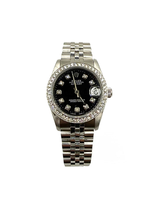 Rolex Datejust 31 (68274, N Serial) – Custom Black Diamond Dial, Custom Diamond Bezel
