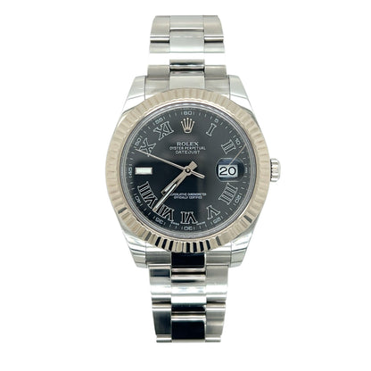 Rolex 41mm Datejust II Stainless Steel 116334 Black Roman Dial