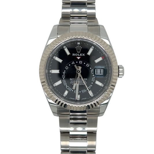 Rolex Sky-Dweller 326934 - Stainless Steel and 18k Fluted bezel with Black Dial