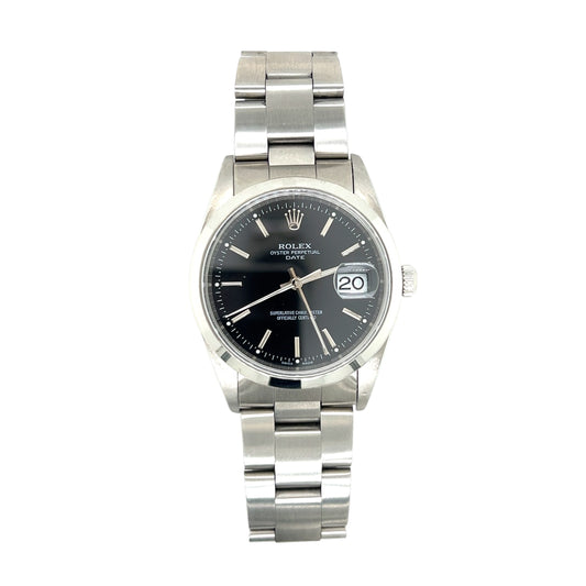 Rolex Oyster Perpetual Date- Stainless Steel, Black Dial