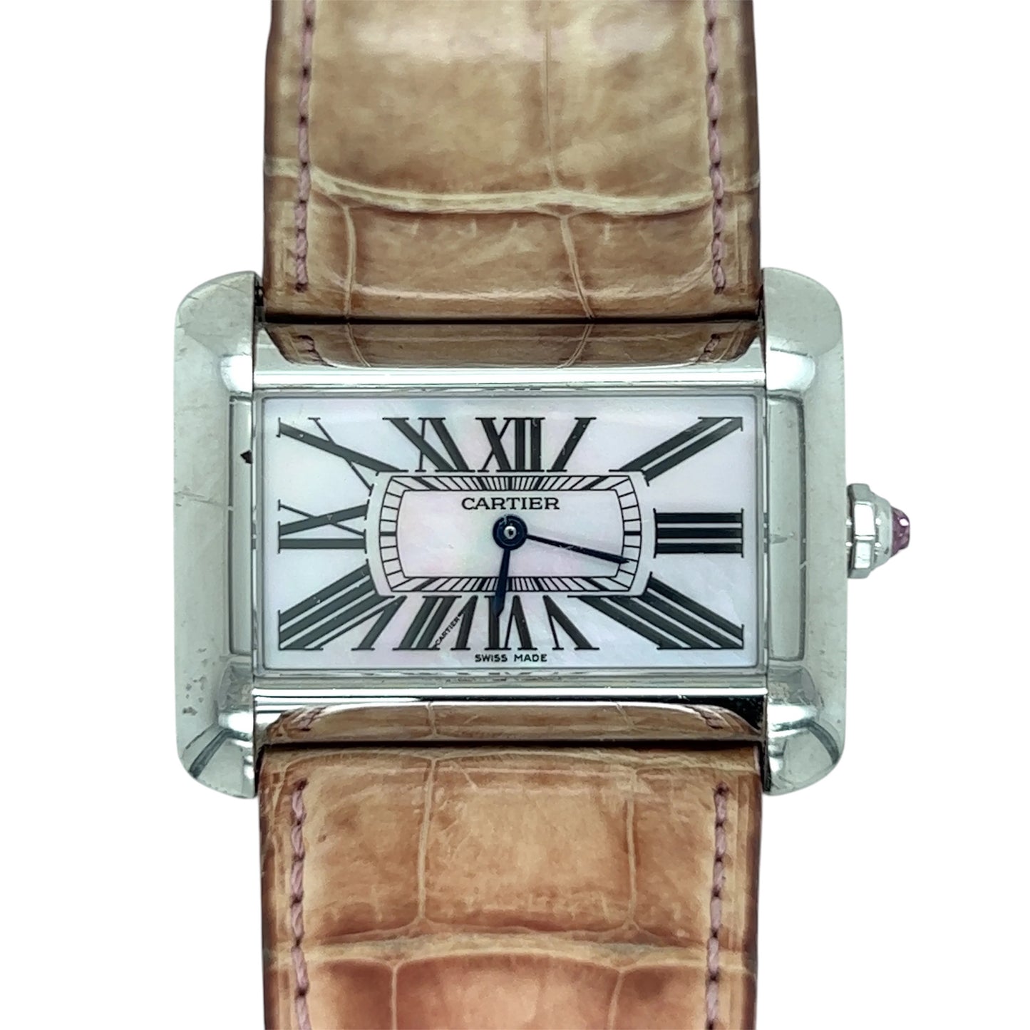 Cartier Divan 2600 - Stainless Steel, Mother-of-Pearl Dial, Leather Band