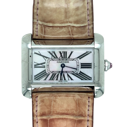 Cartier Divan 2600 - Stainless Steel, Mother-of-Pearl Dial, Leather Band