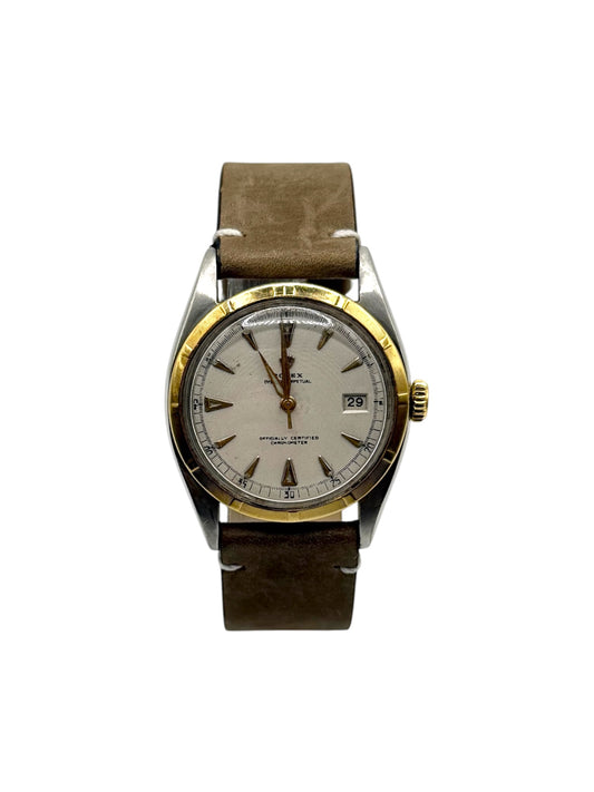 Rolex Oyster Perpetual Date 6075 - Bubble Back, 1950, Stainless Steel & Yellow Gold, Custom Leather Band (Vintage)
