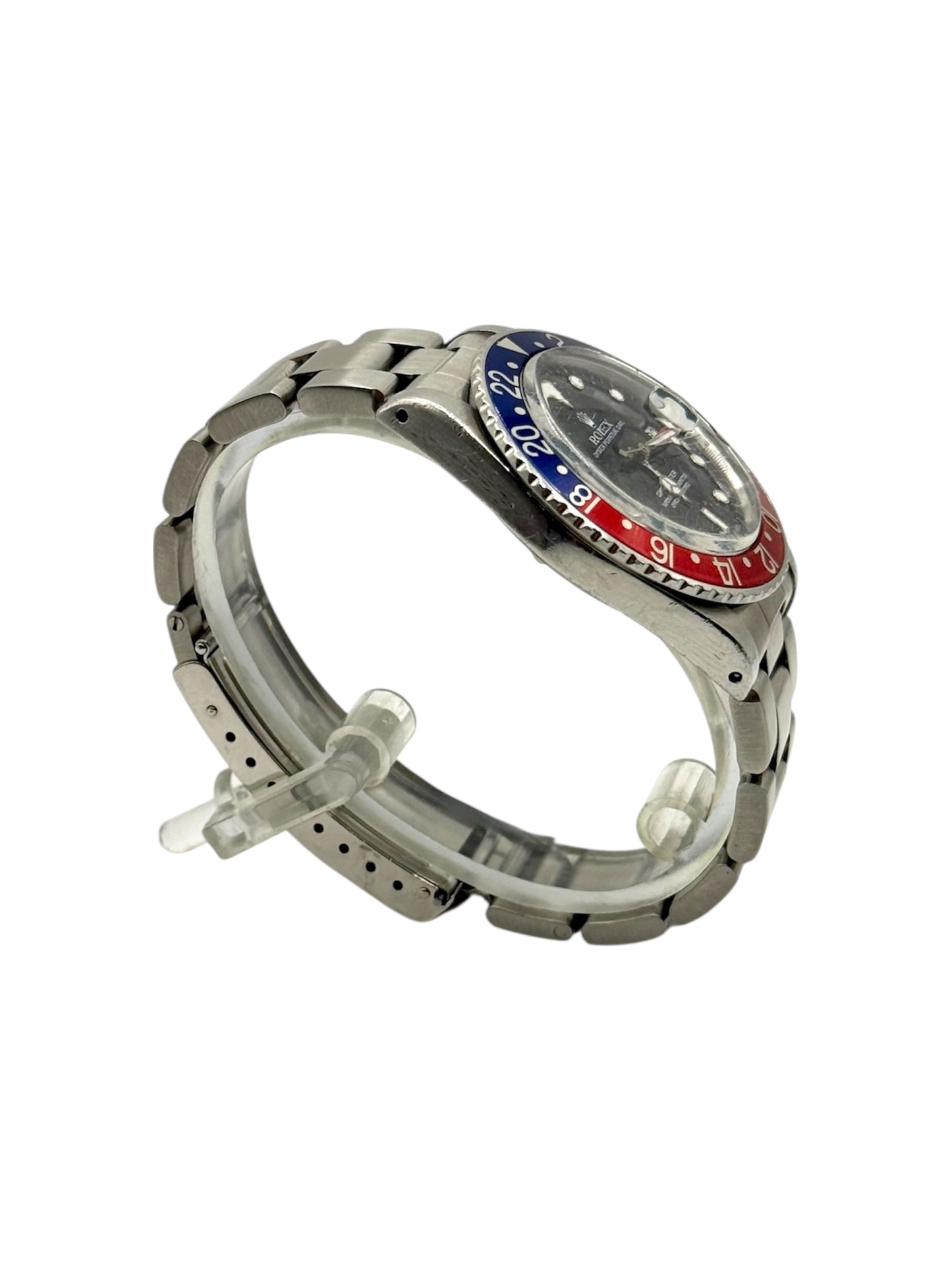 Rolex GMT Master 16700 Pepsi black dial 40mm stainless steel leather strap 1984 vintage watch