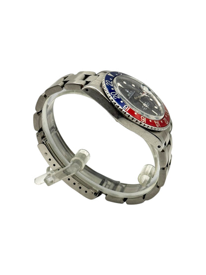Rolex GMT Master 16700 Pepsi black dial 40mm stainless steel leather strap 1984 vintage watch