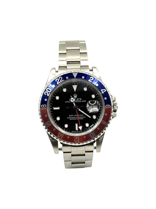 Rolex GMT Master 16700 Pepsi bezel black dial 40mm stainless steel Oyster bracelet 1991 vintage watch