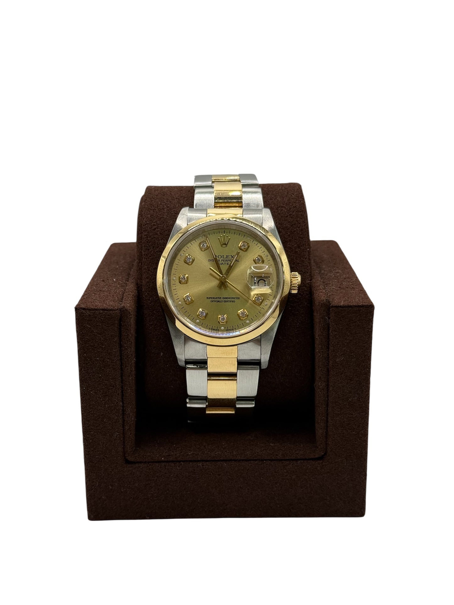 Rolex Datejust 36 15203 - Two Tone Yellow Gold - Champagne Diamond Dial - Smooth Bezel - Oyster Bracelet (U Serial, 1997)