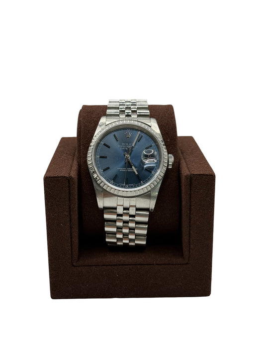 Rolex Datejust 36 16220 - Blue Stick Dial - Fluted Bezel - Jubilee Bracelet (R Serial, 1988)