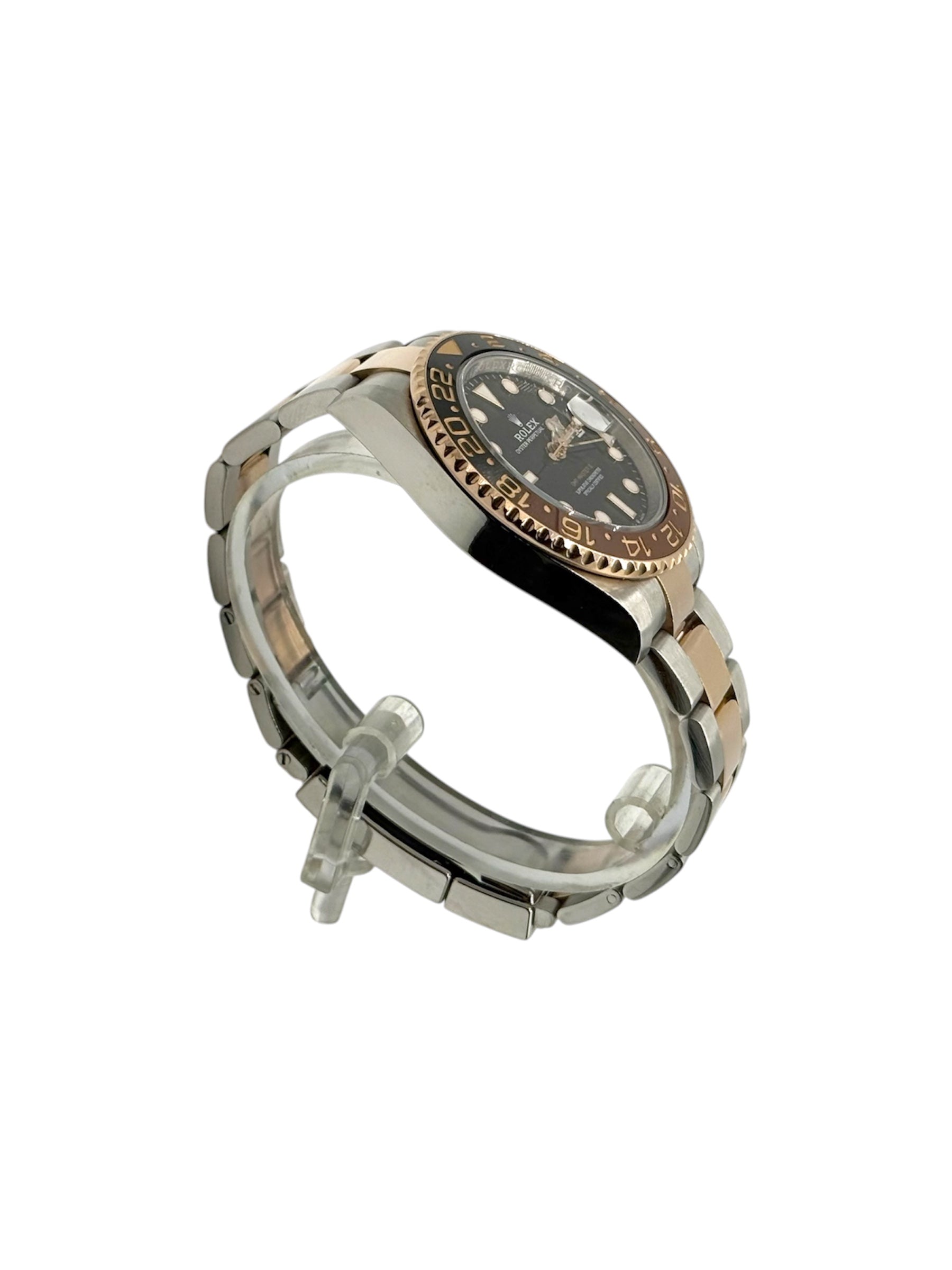 Rolex GMT Master II Root Beer 126711CHNR two tone Everose gold stainless steel black dial 40mm watch