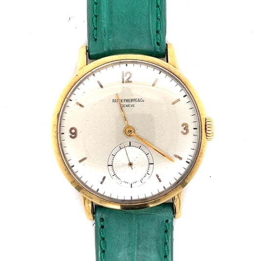 Patek Philippe Calatrava 1513 - 18k Yellow Gold, Green Leather Strap (Vintage)